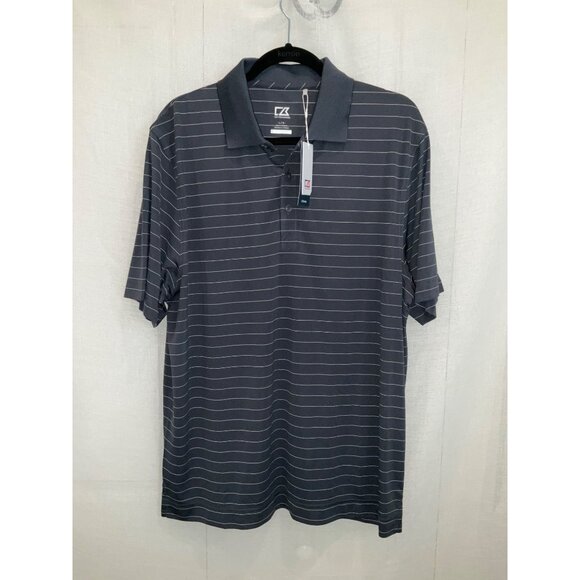 Cutter & Buck Mens Striped Polo Shirt Size Large Gray - Picture 1 of 4